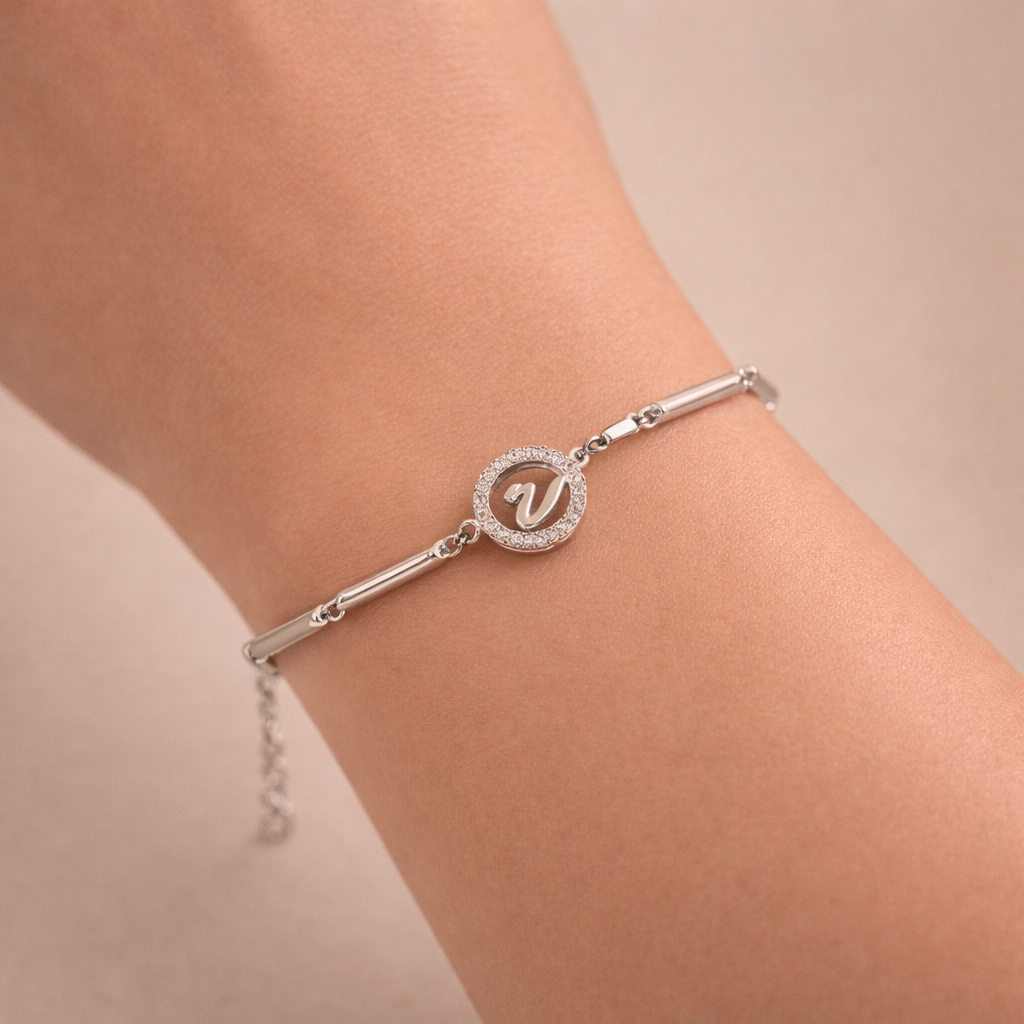 Initial Halo Bracelet