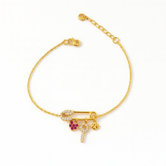 Lukcy Charm Pin Gold Vermeil Bracelet