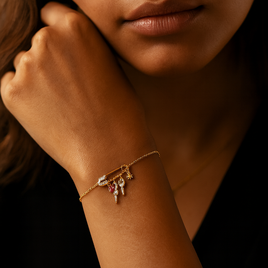 Lukcy Charm Pin Gold Vermeil Bracelet