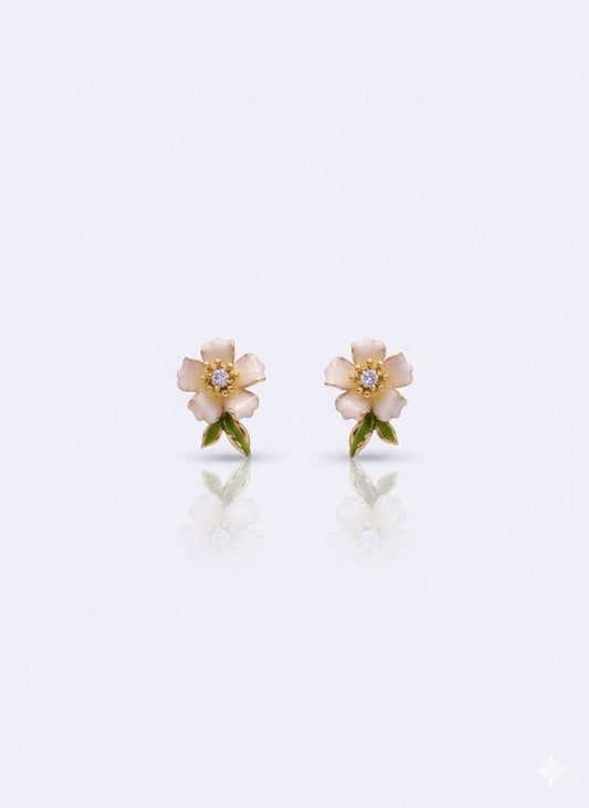 The Bloom Enamel Studs - Green