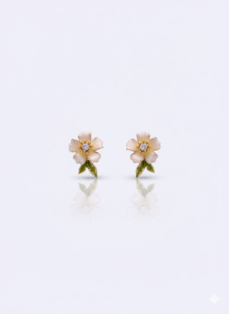 The Bloom Enamel Studs - Pink